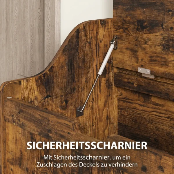 Aufbewahrungstruhe Mit Sicherheits Scharnier, Holztruhe Mit Griffmulde Für Wohnzimmer & Flur, Rustikal Braun