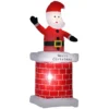 Aufblasbarer Weihnachtsmann Mit Schornstein, LED Beleuchtung, Integriertes Gebläse, 80 X 70 X 210 Cm