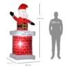 Aufblasbarer Weihnachtsmann Mit Schornstein, LED Beleuchtung, Integriertes Gebläse, 80 X 70 X 210 Cm