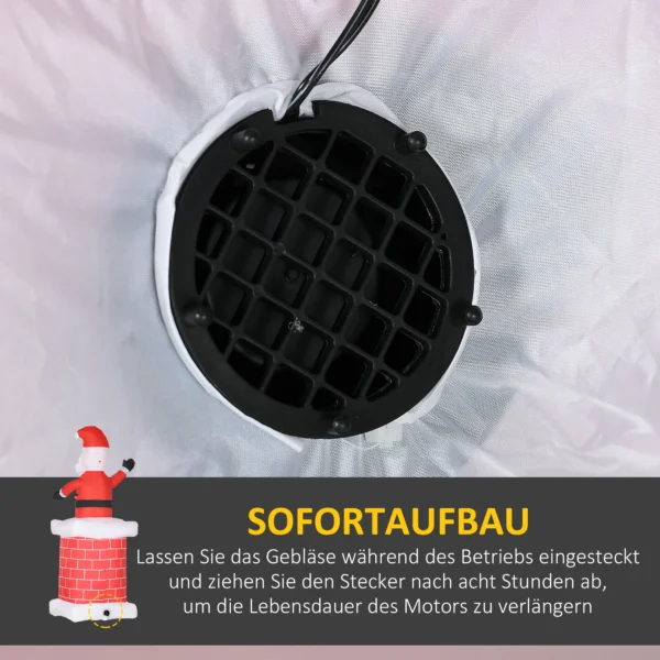 Aufblasbarer Weihnachtsmann Mit Schornstein, LED Beleuchtung, Integriertes Gebläse, 80 X 70 X 210 Cm
