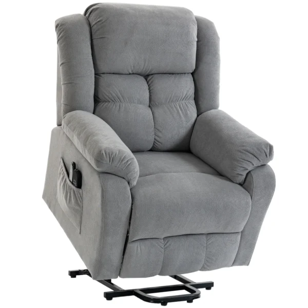 Aufstehsessel Mit Massagefunktion Und Lendenheizung, Recliner Sessel Mit Fernbedienungen Und Seitentaschen, Hellgrau