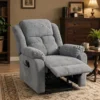 Aufstehsessel Mit Massagefunktion Und Lendenheizung, Recliner Sessel Mit Fernbedienungen Und Seitentaschen, Hellgrau