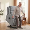 Aufstehsessel Mit Massagefunktion Und Lendenheizung, Recliner Sessel Mit Fernbedienungen Und Seitentaschen, Hellgrau