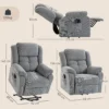 Aufstehsessel Mit Massagefunktion Und Lendenheizung, Recliner Sessel Mit Fernbedienungen Und Seitentaschen, Hellgrau