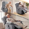 Aufstehsessel Mit Massagefunktion Und Lendenheizung, Recliner Sessel Mit Fernbedienungen Und Seitentaschen, Hellgrau