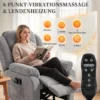 Aufstehsessel Mit Massagefunktion Und Lendenheizung, Recliner Sessel Mit Fernbedienungen Und Seitentaschen, Hellgrau