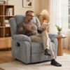 Aufstehsessel Mit Massagefunktion Und Lendenheizung, Recliner Sessel Mit Fernbedienungen Und Seitentaschen, Hellgrau