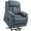 Aufstehsessel Mit Weichem Bezug, Recliner Sessel Mit Fernbedienung Und Seitentaschen, Grau