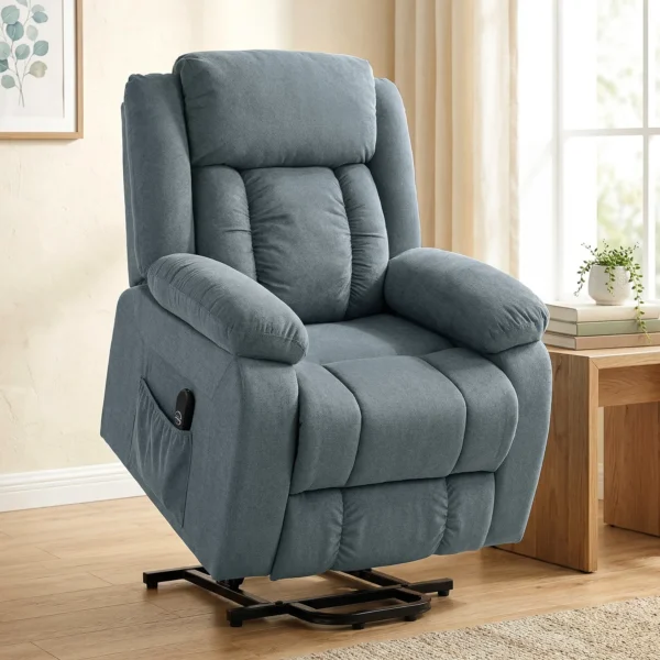 Aufstehsessel Mit Weichem Bezug, Recliner Sessel Mit Fernbedienung Und Seitentaschen, Grau