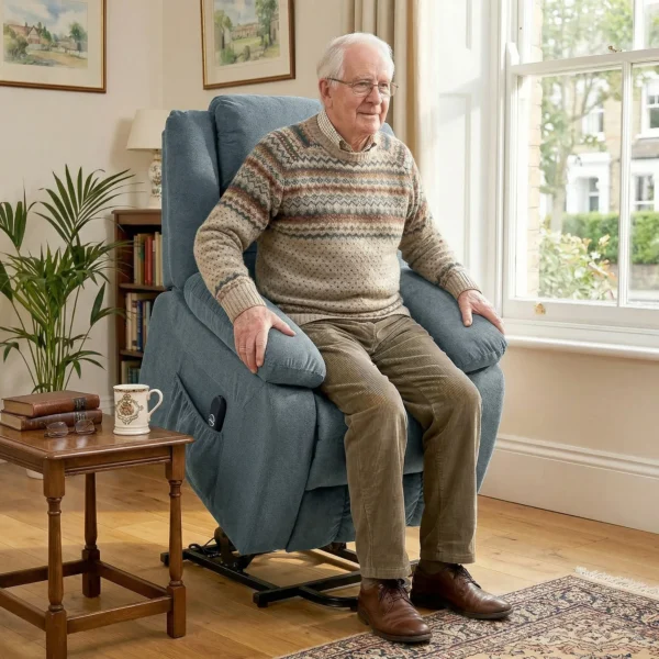 Aufstehsessel Mit Weichem Bezug, Recliner Sessel Mit Fernbedienung Und Seitentaschen, Grau