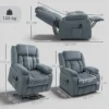 Aufstehsessel Mit Weichem Bezug, Recliner Sessel Mit Fernbedienung Und Seitentaschen, Grau