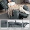 Aufstehsessel Mit Weichem Bezug, Recliner Sessel Mit Fernbedienung Und Seitentaschen, Grau
