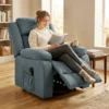 Aufstehsessel Mit Weichem Bezug, Recliner Sessel Mit Fernbedienung Und Seitentaschen, Grau