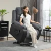 Aufstehsessel Mit Weichem Cordbezug, Recliner Sessel Mit Fernbedienung Und Seitentaschen, Dunkelgrau