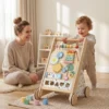 Baby Lauflernwagen Holz Lauflernhilfe Mit Rädern Regulierbarer Geschwindigkeit Bauklötze Für Kleinekinder Ab 18 Monaten