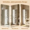 Badkamerkast Smalle Badkast Met 6 Open Vakken En Wasmand, 2 Lades En Soft Close Deur, Wit