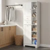 Badkamerkast Smalle Badkast Met 6 Open Vakken En Wasmand, 2 Lades En Soft Close Deur, Wit