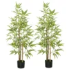 Bambus Kunstbaum 2er Set, 3 Stämme, Pflegeleicht, 120 Cm, Zementtopf, Grün