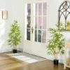 Bambus Kunstbaum 2er Set, 3 Stämme, Pflegeleicht, 120 Cm, Zementtopf, Grün
