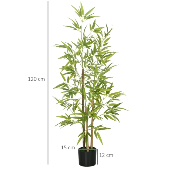 Bambus Kunstbaum 2er Set, 3 Stämme, Pflegeleicht, 120 Cm, Zementtopf, Grün