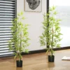 Bambus Kunstbaum 2er Set, 3 Stämme, Pflegeleicht, 120 Cm, Zementtopf, Grün