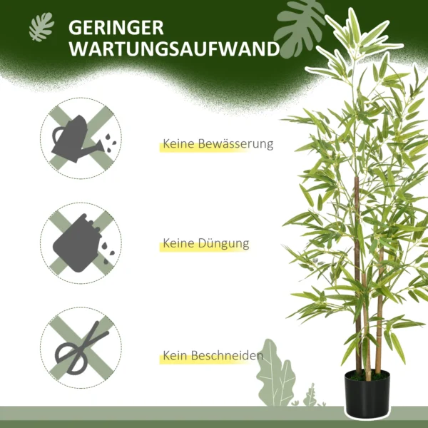 Bambus Kunstbaum 2er Set, 3 Stämme, Pflegeleicht, 120 Cm, Zementtopf, Grün