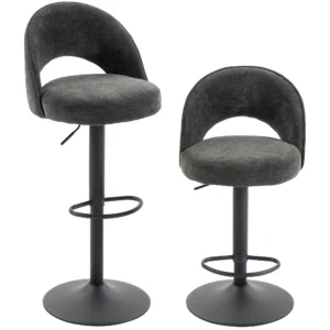 Barhocker 2er Set, Höhenverstellbar Und Drehbar, Für Theke, Dunkelgrau