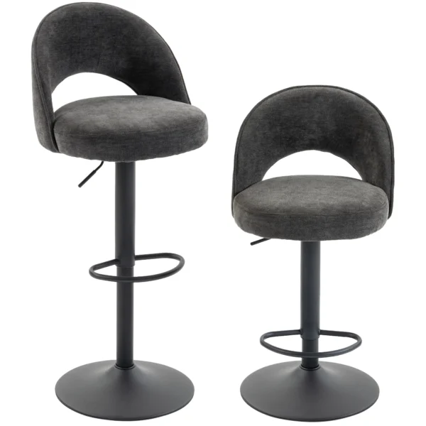 Barhocker 2er Set, Höhenverstellbar Und Drehbar, Für Theke, Dunkelgrau