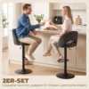 Barhocker 2er Set, Höhenverstellbar Und Drehbar, Für Theke, Dunkelgrau