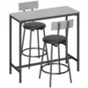 Bartisch Mit Barhocker Set Tresentisch Mit 2 Gepolsterten Hockern Mit Fußstütze Für Esszimmer, Kleinen Raum, Grau