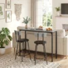 Bartisch Mit Barhocker Set Tresentisch Mit 2 Gepolsterten Hockern Mit Fußstütze Für Esszimmer, Kleinen Raum, Grau