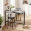 Bartisch Mit Barhocker Set Tresentisch Mit 2 Gepolsterten Hockern Mit Fußstütze Für Esszimmer, Kleinen Raum, Grau