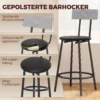 Bartisch Mit Barhocker Set Tresentisch Mit 2 Gepolsterten Hockern Mit Fußstütze Für Esszimmer, Kleinen Raum, Grau