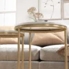 Beistelltisch 2er Set, Moderner Couchtisch Mit Goldenen Stahlbeinen Für Wohnzimmer, Schlafzimmer