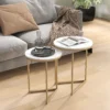 Beistelltisch 2er Set, Moderner Couchtisch Mit Goldenen Stahlbeinen Für Wohnzimmer, Schlafzimmer