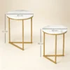 Beistelltisch 2er Set, Moderner Couchtisch Mit Goldenen Stahlbeinen Für Wohnzimmer, Schlafzimmer