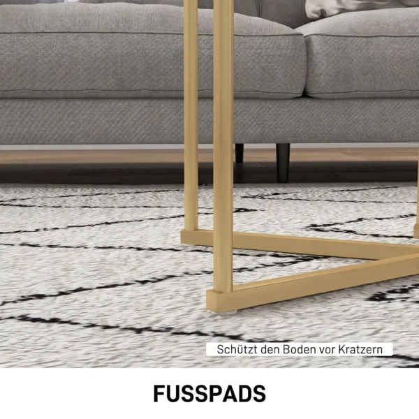 Beistelltisch 2er Set, Moderner Couchtisch Mit Goldenen Stahlbeinen Für Wohnzimmer, Schlafzimmer