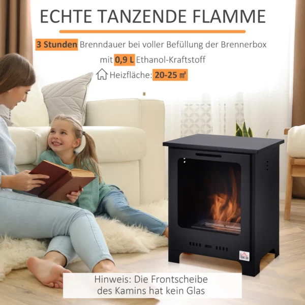 Bioethanol Kamin 0,9 L Ethanol Brenner, 3 Std. Brenndauer, Innenkamin Ohne Rauch, Metall, 40 X 30 X 50 Cm, Tischkamin Für Wohnzimmer & Schlafzimmer