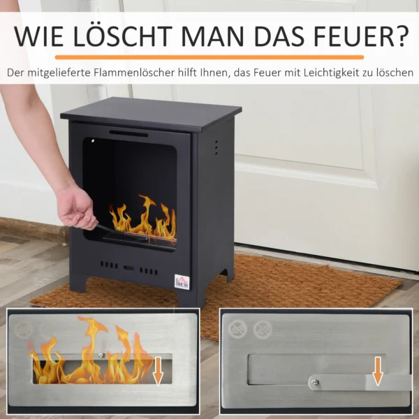 Bioethanol Kamin 0,9 L Ethanol Brenner, 3 Std. Brenndauer, Innenkamin Ohne Rauch, Metall, 40 X 30 X 50 Cm, Tischkamin Für Wohnzimmer & Schlafzimmer