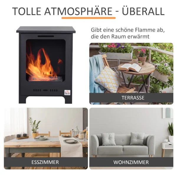 Bioethanol Kamin 0,9 L Ethanol Brenner, 3 Std. Brenndauer, Innenkamin Ohne Rauch, Metall, 40 X 30 X 50 Cm, Tischkamin Für Wohnzimmer & Schlafzimmer