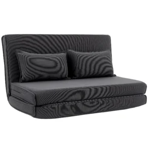 Bodenstuhl Mit Rückenlehne, Cord Klappsofa Als Gästebett, Verstellbare Rückenlehne, Breiter Sitz, Dunkelgrau