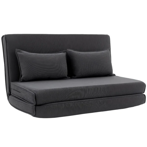 Bodenstuhl Mit Rückenlehne, Cord Klappsofa Als Gästebett, Verstellbare Rückenlehne, Breiter Sitz, Dunkelgrau
