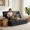 Bodenstuhl Mit Rückenlehne, Cord Klappsofa Als Gästebett, Verstellbare Rückenlehne, Breiter Sitz, Dunkelgrau