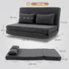 Bodenstuhl Mit Rückenlehne, Cord Klappsofa Als Gästebett, Verstellbare Rückenlehne, Breiter Sitz, Dunkelgrau