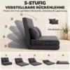 Bodenstuhl Mit Rückenlehne, Cord Klappsofa Als Gästebett, Verstellbare Rückenlehne, Breiter Sitz, Dunkelgrau