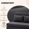 Bodenstuhl Mit Rückenlehne, Cord Klappsofa Als Gästebett, Verstellbare Rückenlehne, Breiter Sitz, Dunkelgrau