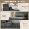Bodenstuhl Mit Rückenstütze, Cord Boneless Cloud Faltbares Schlafsofa Mit Dickem Polster, Dunkelgrau