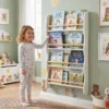 Bücherregal Kinder, Kinderregal Mit 4 Regal, Wandregal Mit Kippschutz Montessori 60 X 10 X 98 Cm, Weiß
