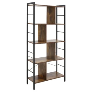 Bücherregal, Schmal Standregal Regal Mit 5 Ebenen, Büroregal Für Wohnzimmer, 77 X 30 X 57,5 Cm, Rustikales Braun