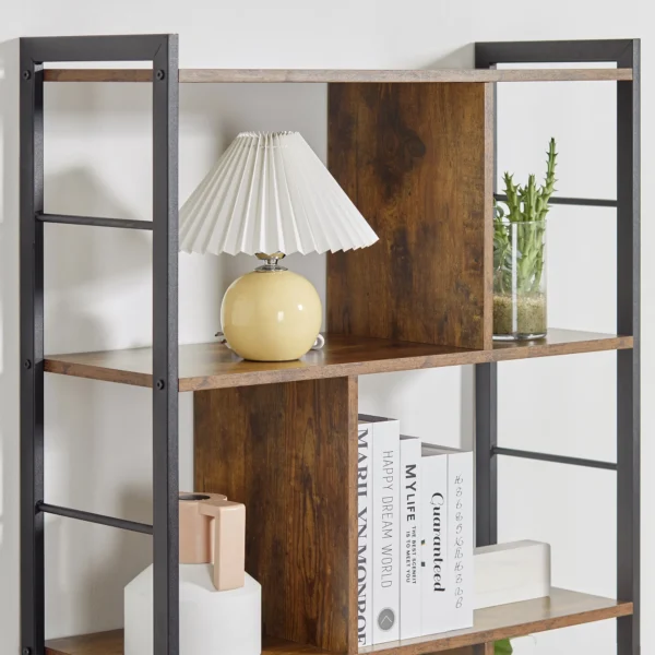 Bücherregal, Schmal Standregal Regal Mit 5 Ebenen, Büroregal Für Wohnzimmer, 77 X 30 X 57,5 Cm, Rustikales Braun